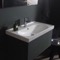 Drop In Bathroom Sink, White Ceramic, Modern